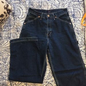 Vintage dark wash Tommy Hilfiger wide leg high waist carpenter jeans